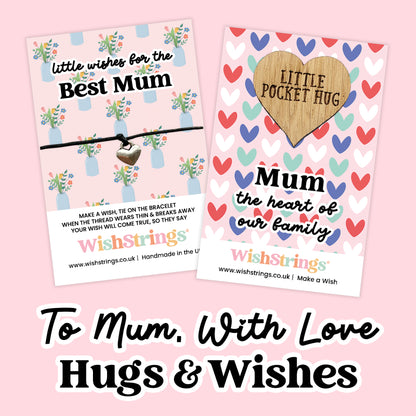 To Mum, With Love Collection – 6 Pocket Hugs & 6 WishStrings | Thoughtful Gifts for Mum | Handmade Keepsakes