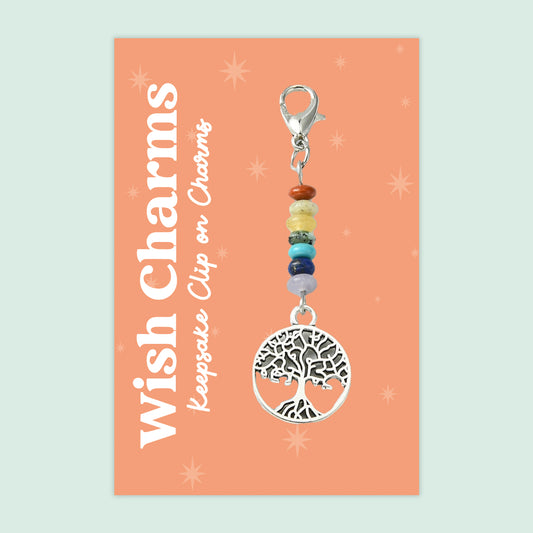 Tree of Life - Wish Charms - Keepsake Clip on Charm with Gemstones