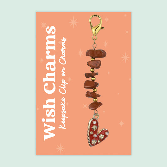 Heart - Wish Charms - Keepsake Clip on Charm with Gemstones