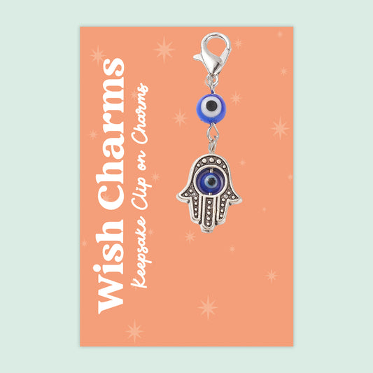 Hamsa, Lucky Eye - Wish Charms - Keepsake Clip on Charm