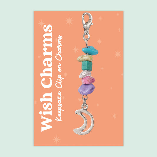Moon - Wish Charms - Keepsake Clip on Charm with Gemstones