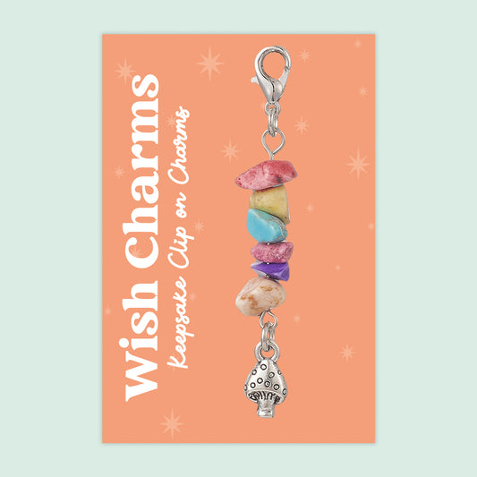 Fairy Toadstool - Wish Charms - Keepsake Clip on Charm with Gemstones