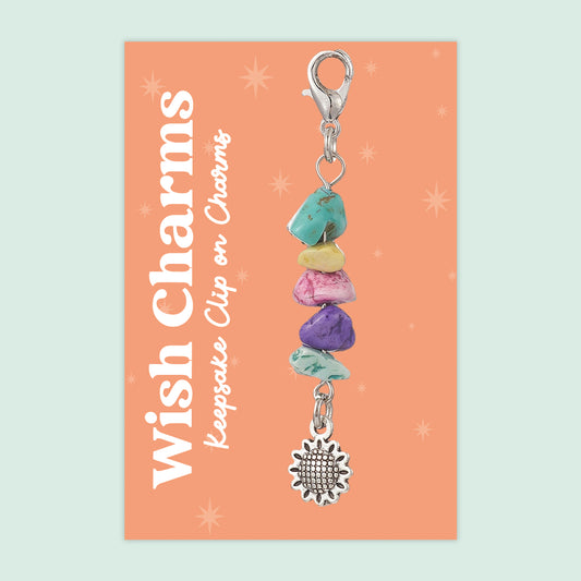 Sunflower - Wish Charms - Keepsake Clip on Charm with Gemstones