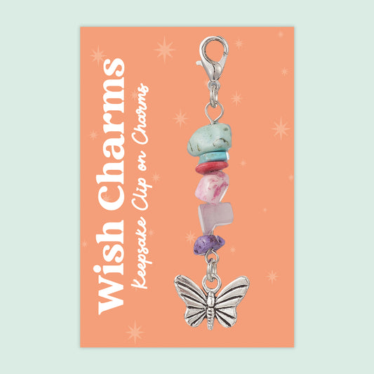 Butterfly - Wish Charms - Keepsake Clip on Charm with Gemstones