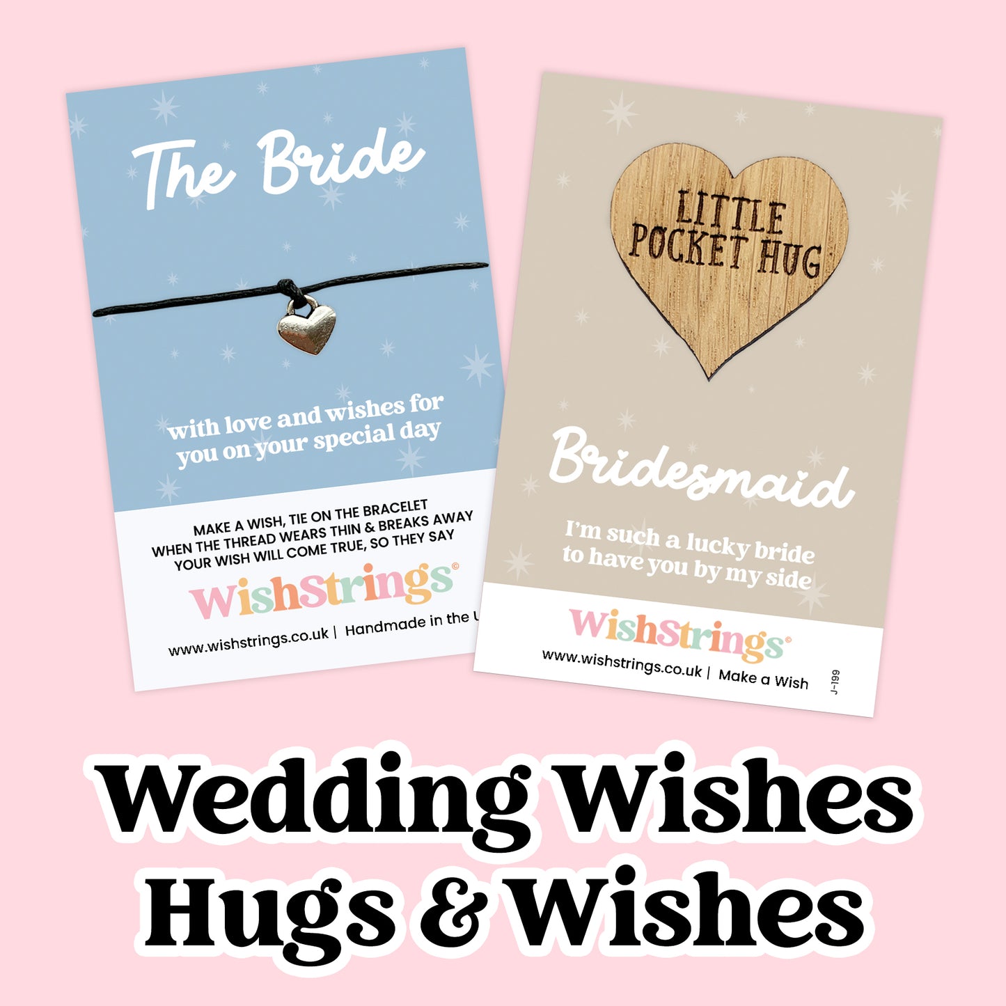 Wedding Wishes Collection – 6 WishStrings & 6 Pocket Hugs | Bridal Party Gifts | Handmade Wedding Keepsakes