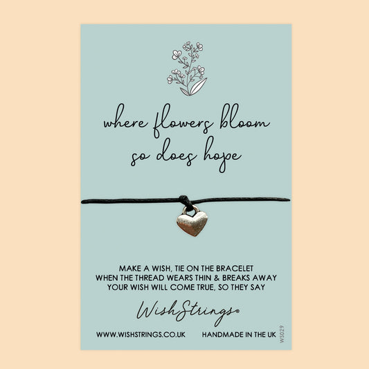 WishStrings ‘Where Flowers Bloom, So Does Hope’ Wish Bracelet | Thoughtful Pick-Me-Up Gift | Meaningful Thinking of You Bracelet