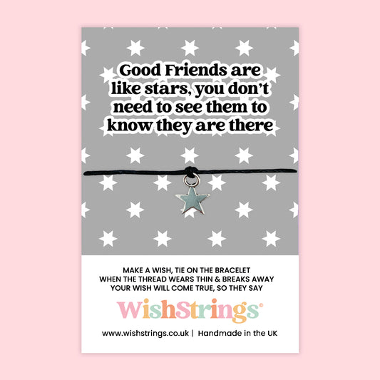 WishStrings ‘Good Friends Are Like Stars’ Wish Bracelet | Thoughtful Friendship Gift | Meaningful Bracelet for Long-Distance Friends
