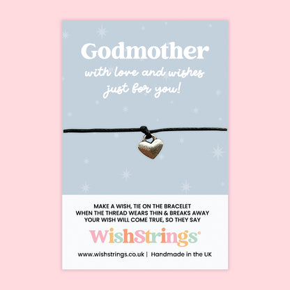 WishStrings ‘Godmother – With Love and Wishes Just for You’ Wish Bracelet | Thoughtful Godparent Gift | Handmade Keepsake Token
