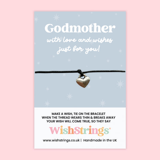 WishStrings ‘Godmother – With Love and Wishes Just for You’ Wish Bracelet | Thoughtful Godparent Gift | Handmade Keepsake Token