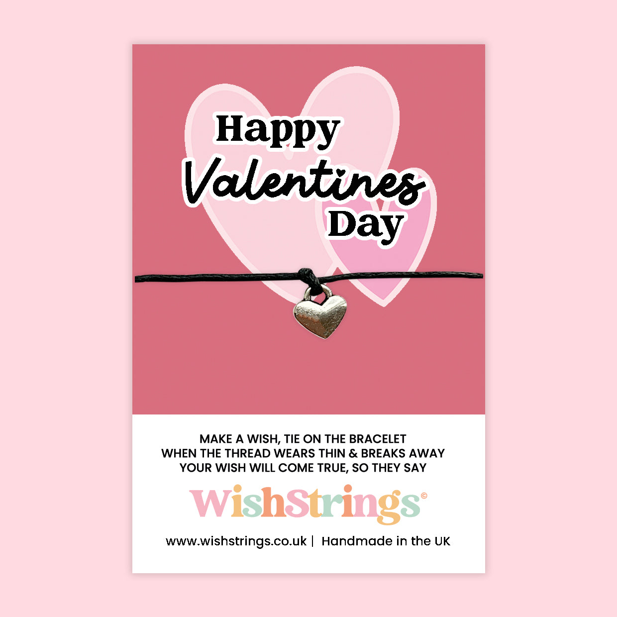 WishStrings ‘Happy Valentines Day’ Wish Bracelet | Romantic Gift for Her or Him | Heartfelt Handmade Keepsake | Thoughtful Valentine’s Day Token