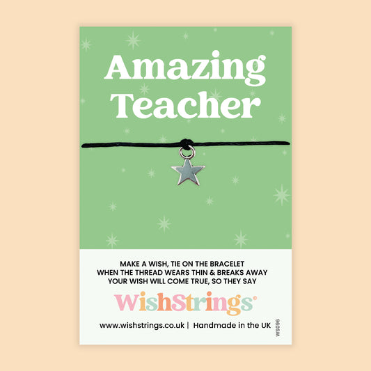 Teacher Wish Bracelet - Thank You Teacher Gift | End of Term Present | Classroom Keepsake Card