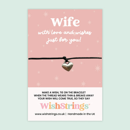WishStrings ‘Wife – With Love and Wishes Just for You’ Wish Bracelet | Romantic Gift for Wife | Handmade Sentimental Keepsake