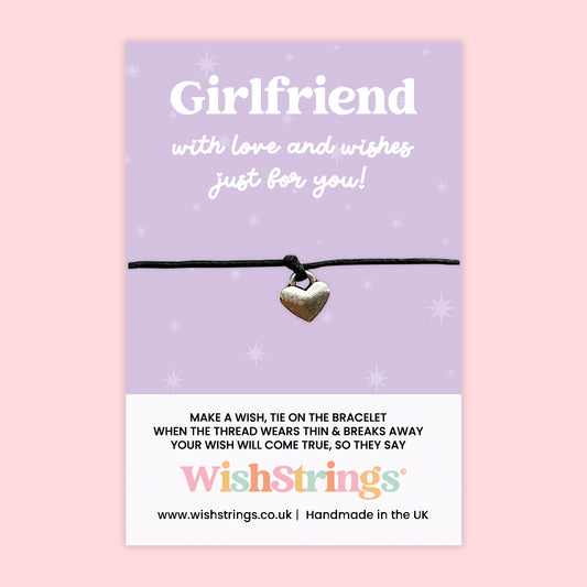 WishStrings ‘Girlfriend – With Love and Wishes Just for You’ Wish Bracelet | Romantic Gift for Her | Handmade Keepsake Token