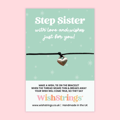 WishStrings ‘Step Sister – With Love and Wishes Just for You’ Wish Bracelet | Thoughtful Keepsake Gift | Handmade Bracelet for Step-Siblings