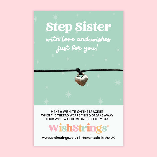 WishStrings ‘Step Sister – With Love and Wishes Just for You’ Wish Bracelet | Thoughtful Keepsake Gift | Handmade Bracelet for Step-Siblings