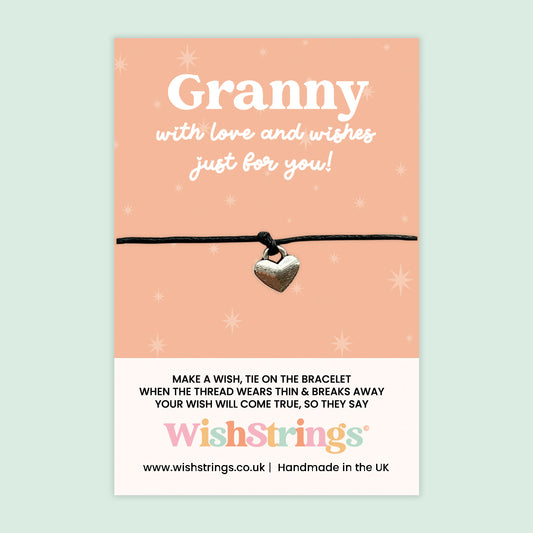 WishStrings ‘Granny – With Love and Wishes Just for You’ Wish Bracelet | Thoughtful Gift for Grandmother | Heartfelt Keepsake Token
