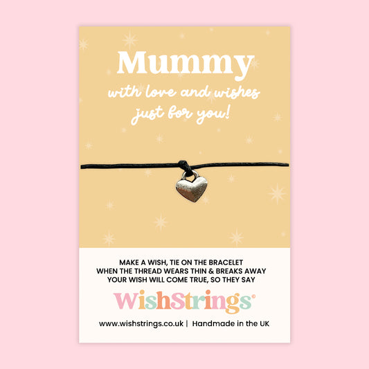 WishStrings ‘With Love and Wishes Just for You’ Mummy Wish Bracelet | Thoughtful Gift for Mum | Handmade Keepsake for Mother’s Day, Birthday or Just Because