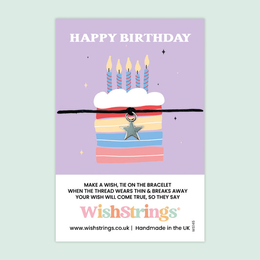 Happy Birthday Bracelet – Handmade Wishstrings Keepsake with Gift Card for Celebrations