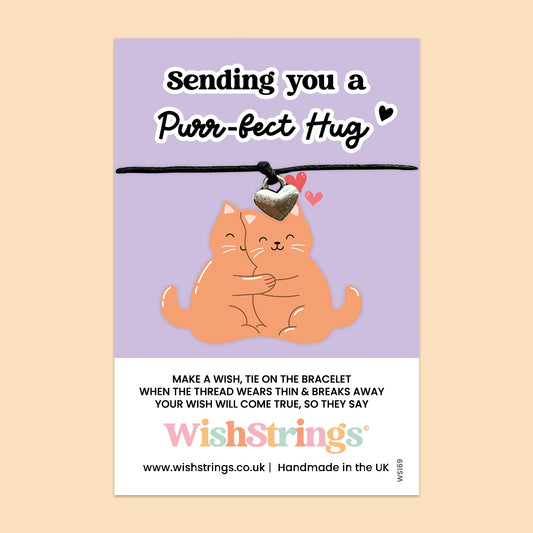 Wish Bracelet – Handmade Friendship Bracelet With Cat Lover Gift Card | Comfort & Positivity
