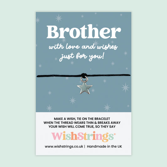 WishStrings Wish Bracelet – Brother | Meaningful Keepsake Gift for Brothers | Handmade Bracelet on Sentiment Card | Thoughtful Gift for Birthday, Christmas or Just Because