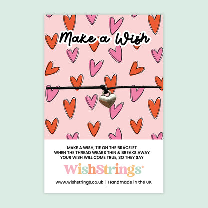 WishStrings ‘Make a Wish’ Heart Patterned Wish Bracelet | Thoughtful Gift for Positivity, Motivation & Love | Meaningful Keepsake for Inspiration