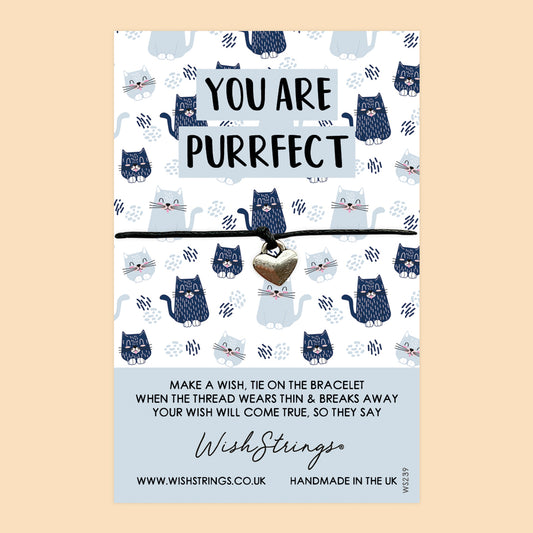 You Are Purrfect, Cat pattern - WishStrings Wish Bracelet