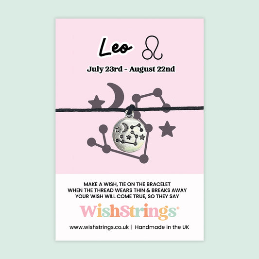 WishStrings ‘Leo’ Star Sign Wish Bracelet | Thoughtful Horoscope Gift | Meaningful Zodiac Keepsake for Leo Birthdays