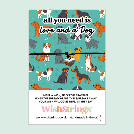 Wish Bracelet Dog | Handmade Waxed Cotton Cord Bracelet With Gift Card Design