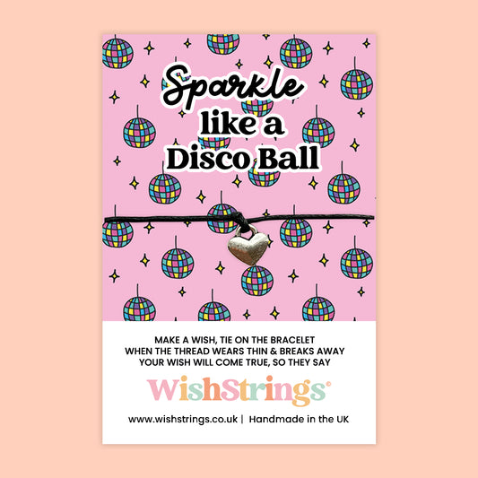 WishStrings Sparkle Like a Disco Ball Wish Bracelet | Positive Affirmation Gift | Fun Friendship Bracelet | Confidence Gift | Handmade in the UK