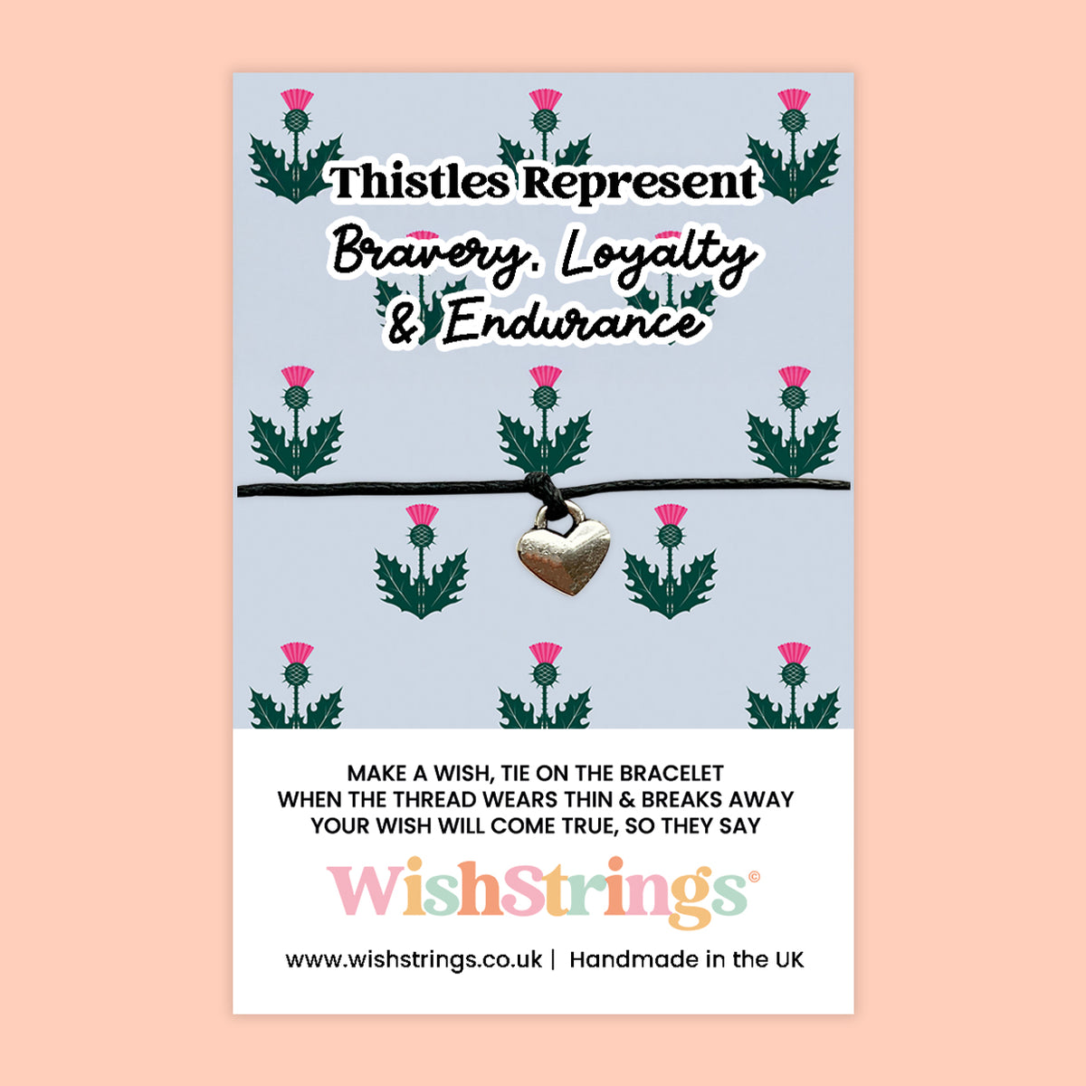 WishStrings ‘Thistles Represent Bravery, Loyalty, and Endurance’ Wish Bracelet | Scottish Gift | Meaningful Keepsake for Strength & Heritage