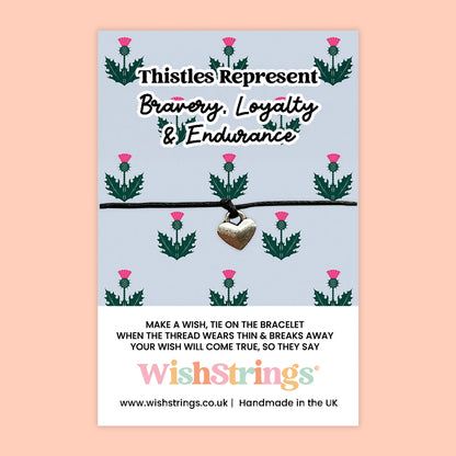 WishStrings ‘Thistles Represent Bravery, Loyalty, and Endurance’ Wish Bracelet | Scottish Gift | Meaningful Keepsake for Strength & Heritage