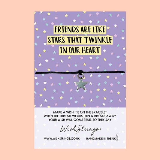 WishStrings ‘Friends Are Like Stars That Twinkle in Our Heart’ Wish Bracelet | Thoughtful Gift for Friendship | Meaningful Keepsake