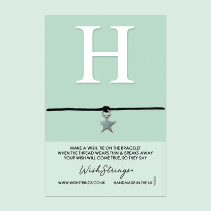 Letter H Wish Bracelet – Personalized Initial Jewelry Gift | Birthday Gift Card Included