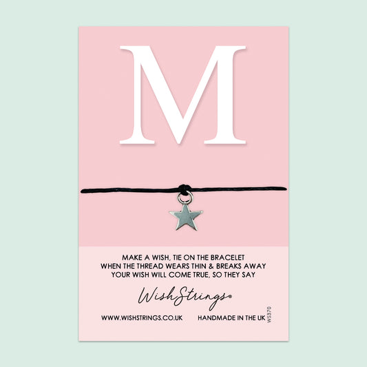 Personalized Initial Bracelet – Letter M Wish Bracelet | Birthday Gift Card Included