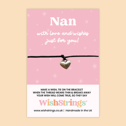 WishStrings ‘Nan – With Love and Wishes Just for You’ Wish Bracelet | Thoughtful Keepsake Gift for Grandmothers | Handmade Token of Love