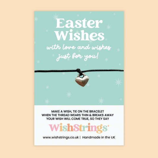 WishStrings ‘Easter Wishes’ Wish Bracelet | Springtime Keepsake Gift | Thoughtful Token with Heart Charm | Handmade Bracelet for Seasonal Celebration or Happy Mail
