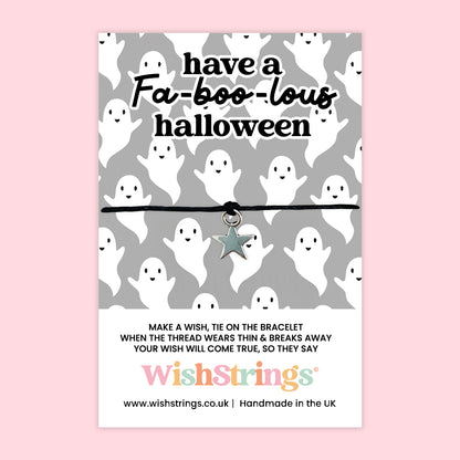 SALE - WishStrings ‘Fa-boo-lous Halloween’ Wish Bracelet | Ghost Theme | Fun Halloween Gift & Keepsake for Spooky Celebrations