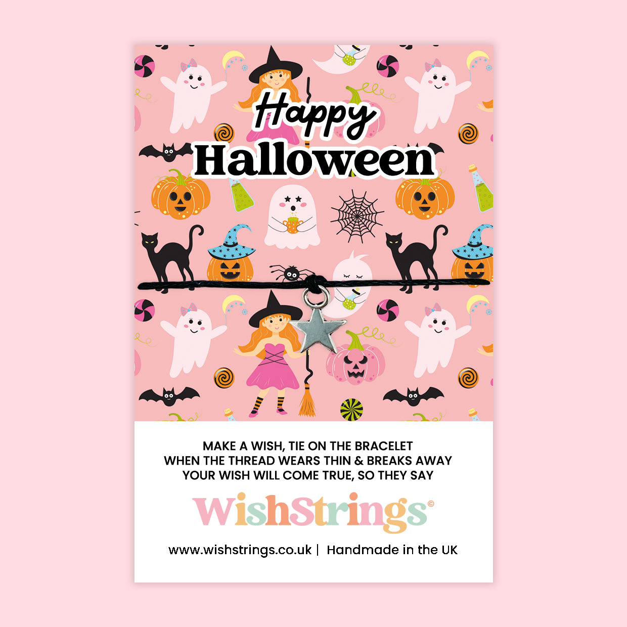 Halloween Collection – Spooky Wish Bracelets & Pocket Hug Tokens | Handmade Keepsakes with Charms & Quotes | Fun Seasonal Gifts Under £5