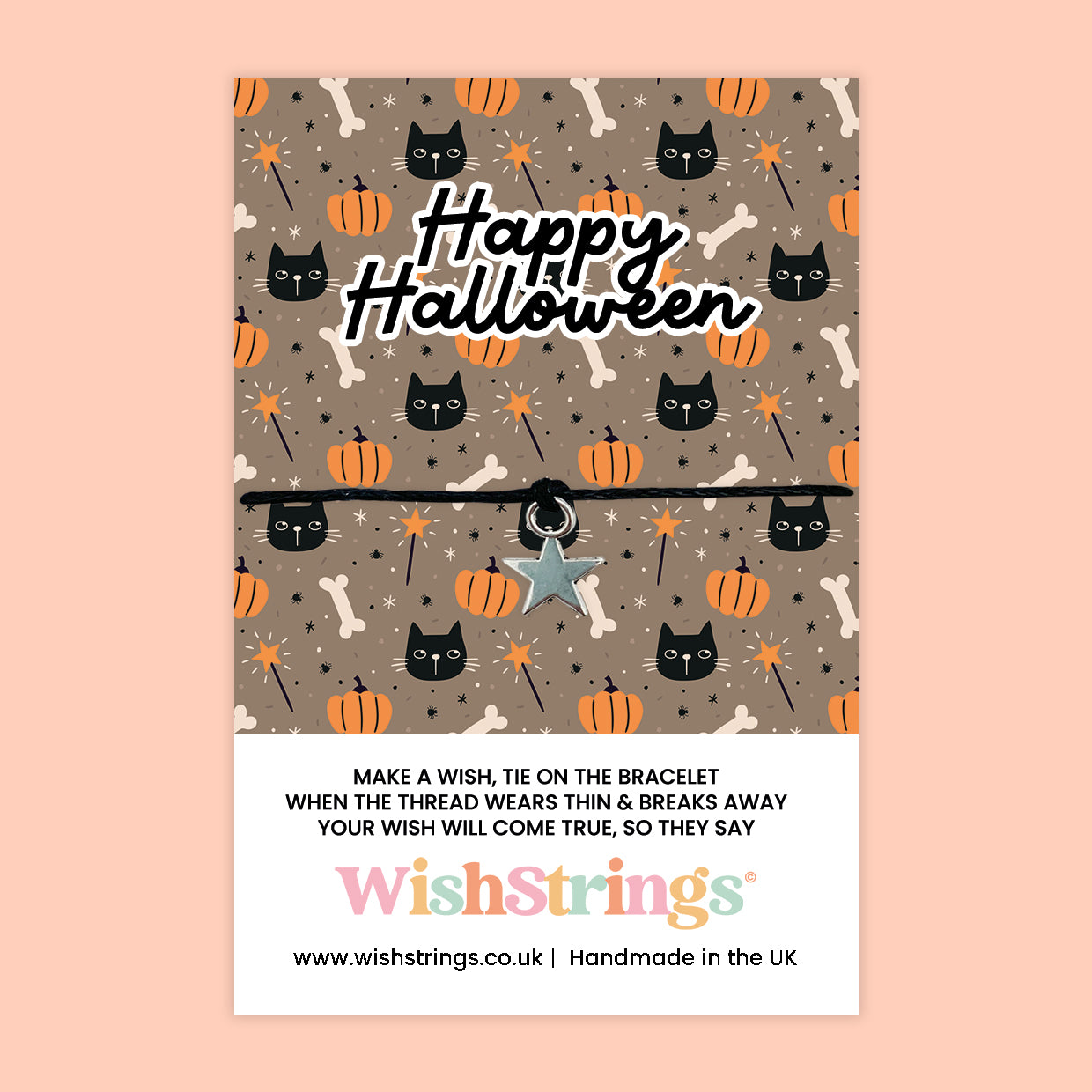 Halloween Collection – Spooky Wish Bracelets & Pocket Hug Tokens | Handmade Keepsakes with Charms & Quotes | Fun Seasonal Gifts Under £5