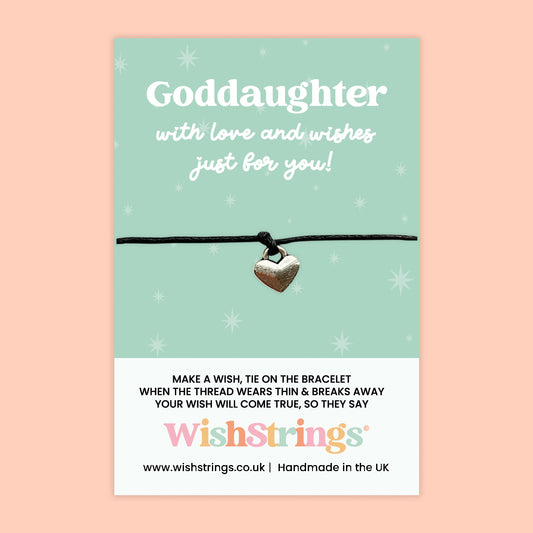 WishStrings ‘Goddaughter – With Love and Wishes Just for You’ Wish Bracelet | Thoughtful Gift for Goddaughter | Sentimental Keepsake Token