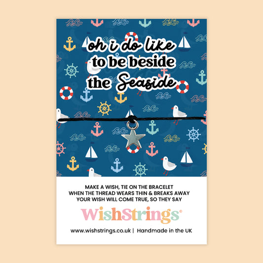 WishStrings Oh I Do Like to Be Beside the Seaside Wish Bracelet | Seaside Gift | Coastal Keepsake | Beach Lover Gift | Handmade in the UK