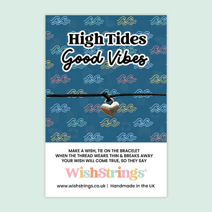 WishStrings High Tides Good Vibes Wish Bracelet | Coastal Gift | Beach Lover Gift | Positive Vibes Keepsake | Handmade in the UK