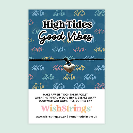 WishStrings High Tides Good Vibes Wish Bracelet | Coastal Gift | Beach Lover Gift | Positive Vibes Keepsake | Handmade in the UK
