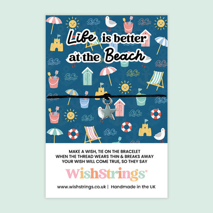 WishStrings Life is Better at the Beach Wish Bracelet | Beach Lover Gift | Coastal Keepsake | Seaside Gift | Handmade in the UK