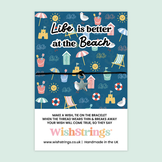 WishStrings Life is Better at the Beach Wish Bracelet | Beach Lover Gift | Coastal Keepsake | Seaside Gift | Handmade in the UK