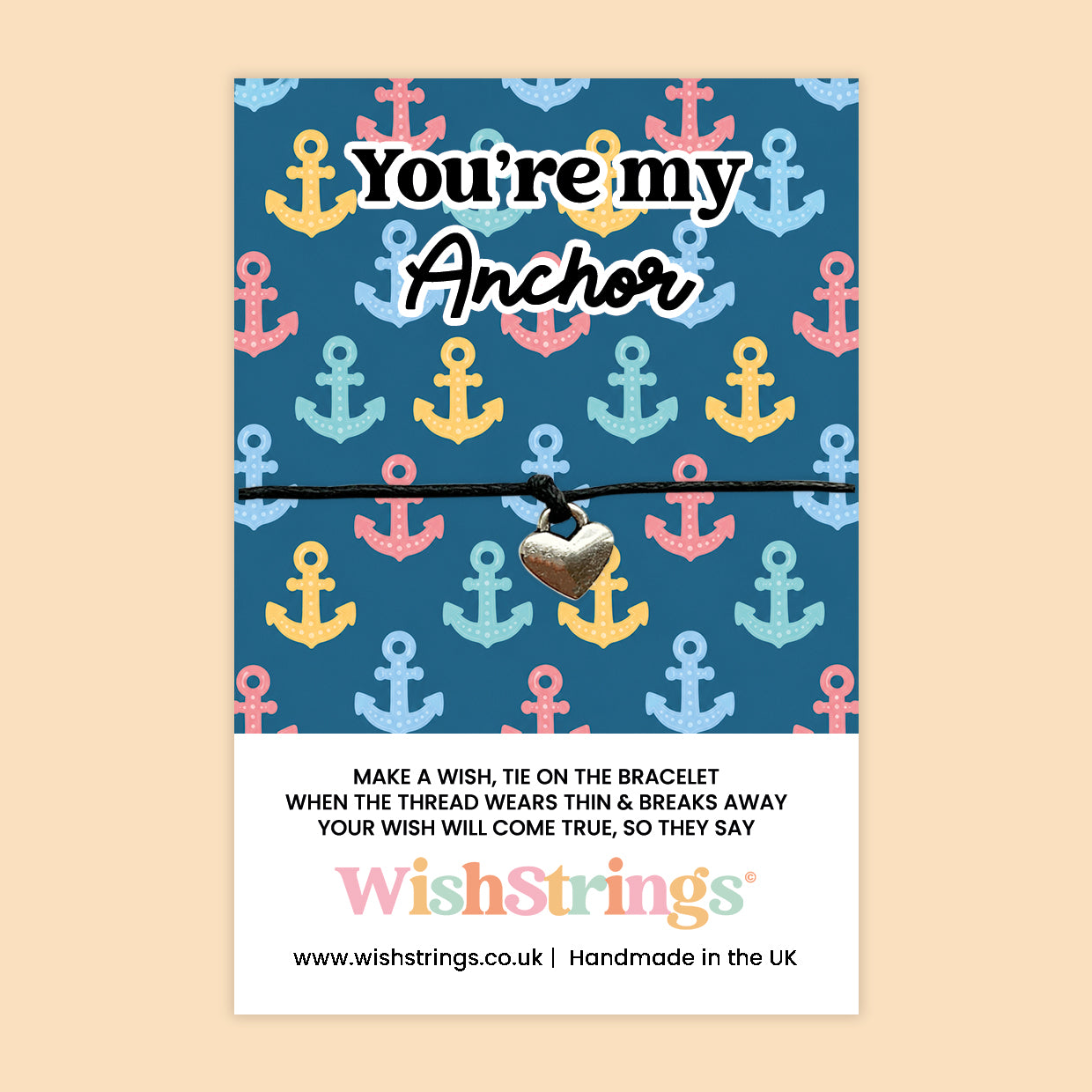 WishStrings You’re My Anchor Wish Bracelet | Friendship Gift | Love Gift | Coastal Keepsake | Handmade in the UK