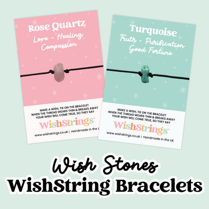 Gemstone WishString Bracelet Collection – Crystal Chip Wish Bracelets | Healing Stone Wishes | Handmade Wellbeing Gifts