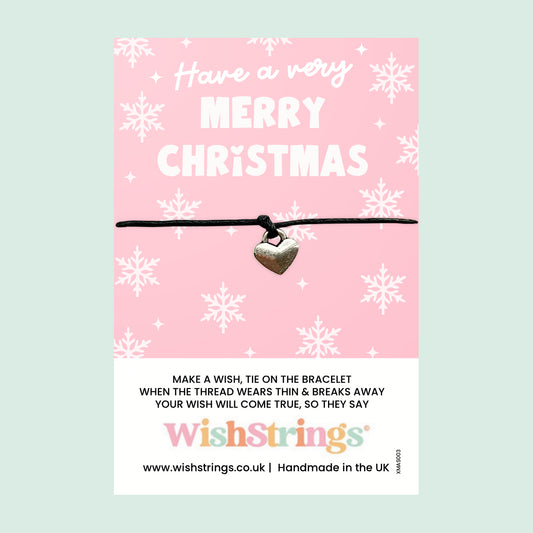 WishStrings Wish Bracelet – Christmas Wishes | Candy Cane Pink Card | Festive Letterbox Gift | Cute Stocking Filler | Xmas Bracelet for Her