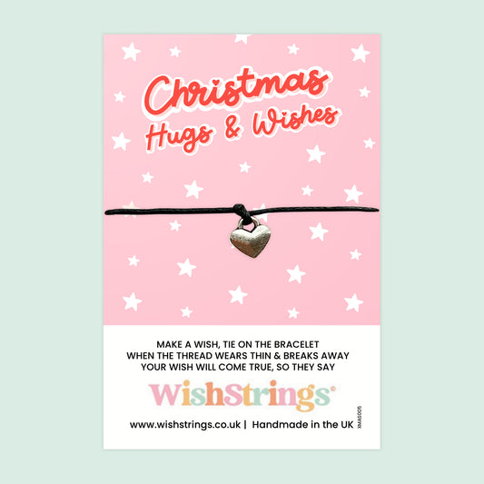 WishStrings Wish Bracelet – Christmas Hugs and Wishes Gift | Festive Heart Charm Bracelet | Thoughtful Stocking Filler | Letterbox Gift for Friends, Teachers & Loved Ones