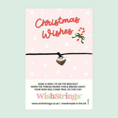 WishStrings Wish Bracelet – Very Merry Christmas | Pink Snowflake Card | Festive Letterbox Gift | Thoughtful Christmas Stocking Filler